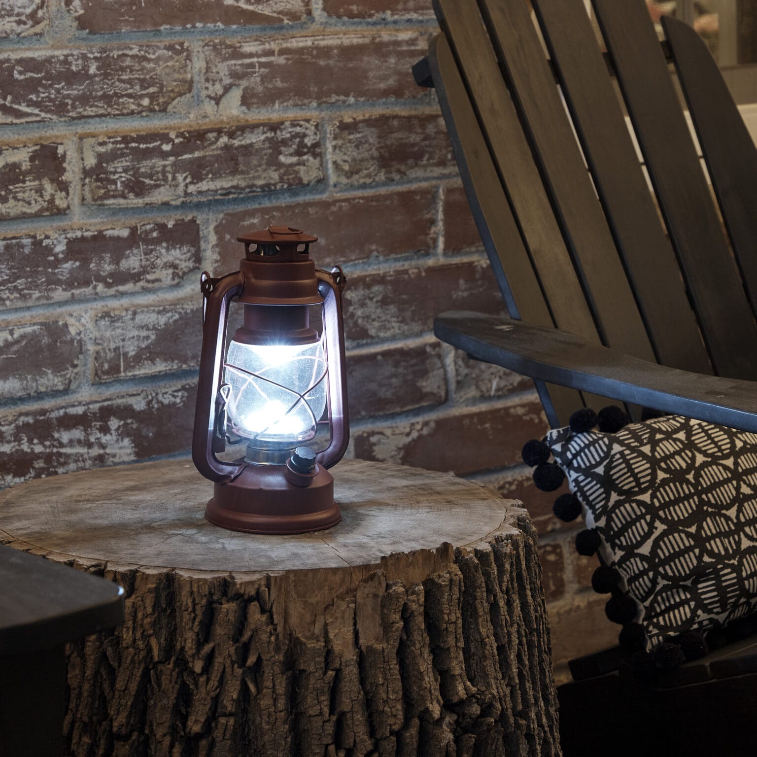 Indoor/Outdoor Metal and Glass Hurricane Lantern with Dimmable LED Lights