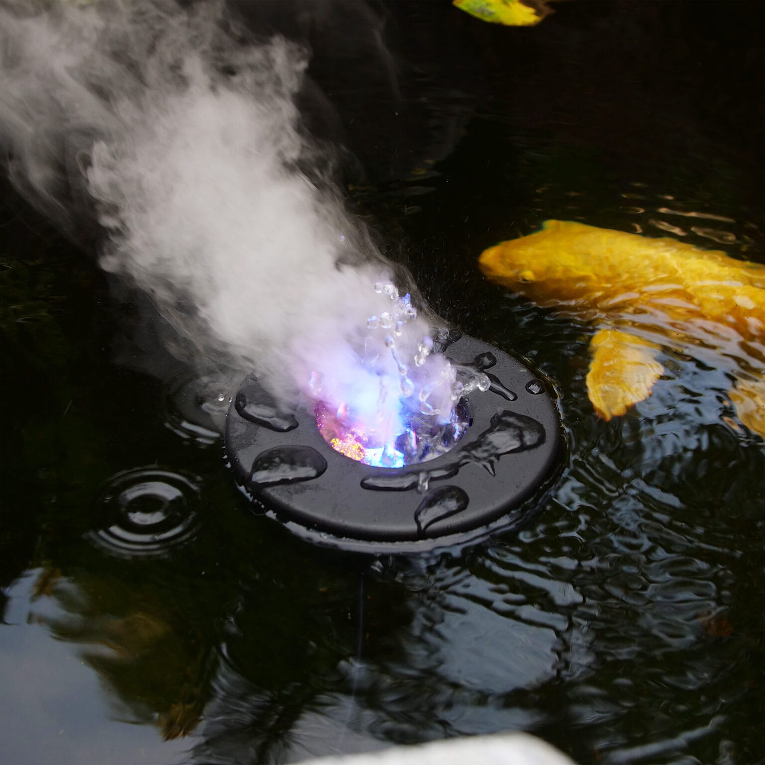 Pond Fogger with Floating Ring and LED Lights Outdoor Decor Accessory