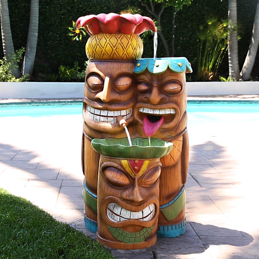 Colorful Tiki Head Water Fountain