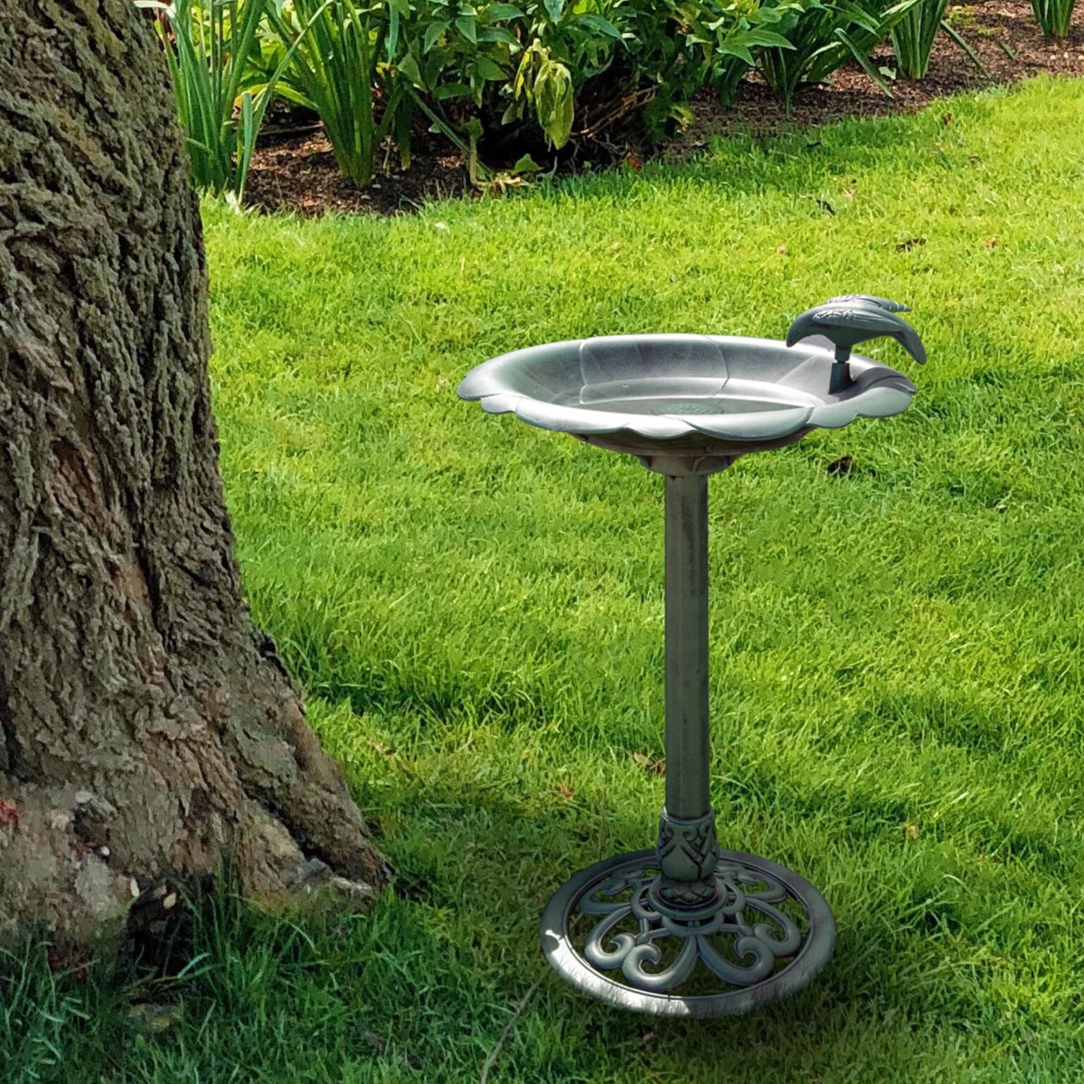 Tall Outdoor Antique Flower Birdbath